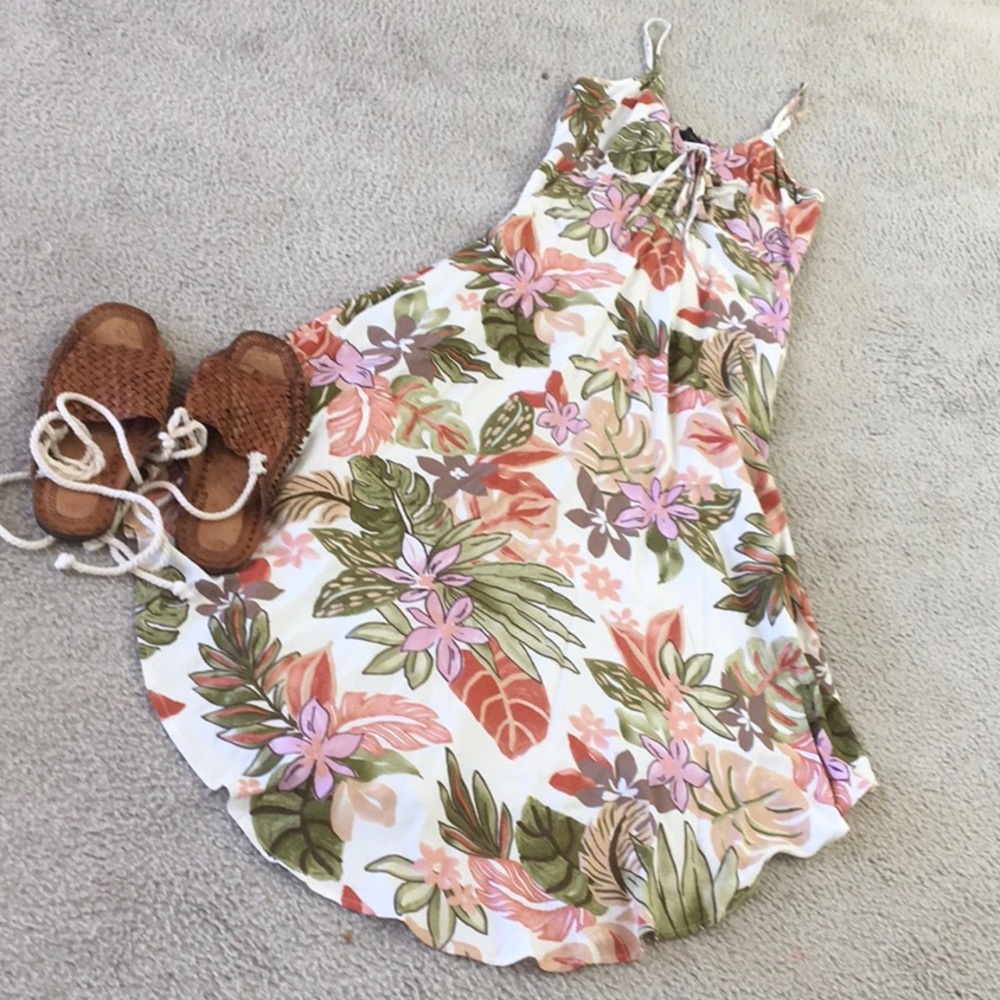 FINAL TOUCH/lVORY-ISLAND PALM TULIP HEM CAMI DRESS/NWT